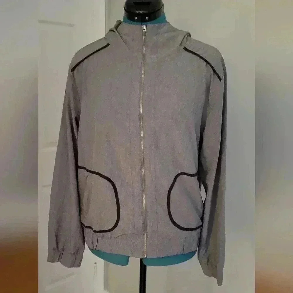Gap Fit Grey Large Windbreaker with Zip Pockets